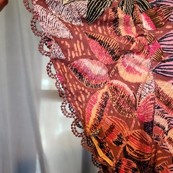 Democracy Orange and Pink Graphic Tie Front Blouse - Picture 3 of 7